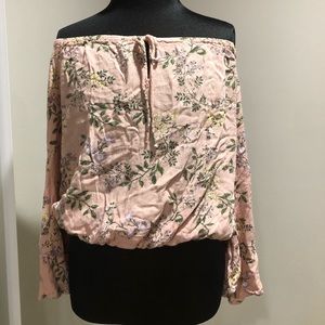 Off the shoulder floral shirt